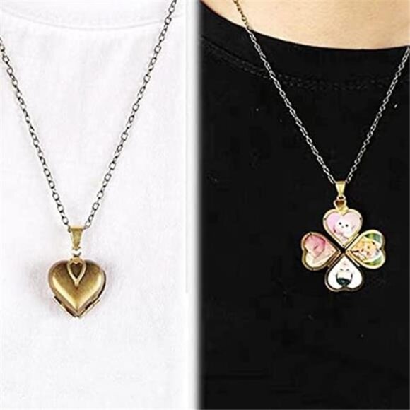 1Pcs Gostear Cute Four leaf Clover Love Heart Pendant Photo Locket - Picture 2 of 8